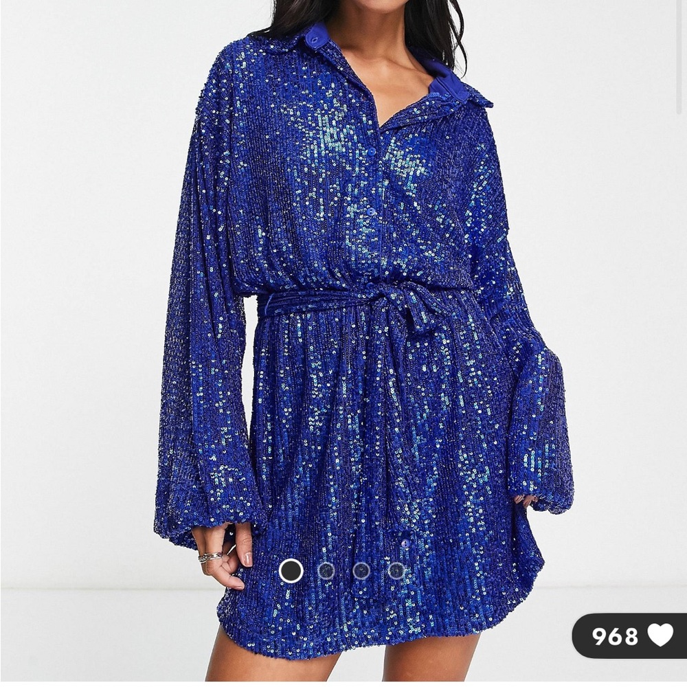 ASOS Royal Blue Sequin shirtdress